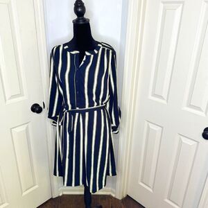 Loft- Ann Taylor - LARGE - Striped Dress
